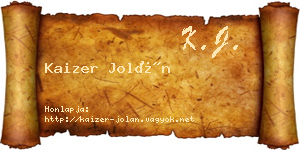 Kaizer Jolán névjegykártya