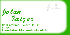 jolan kaizer business card